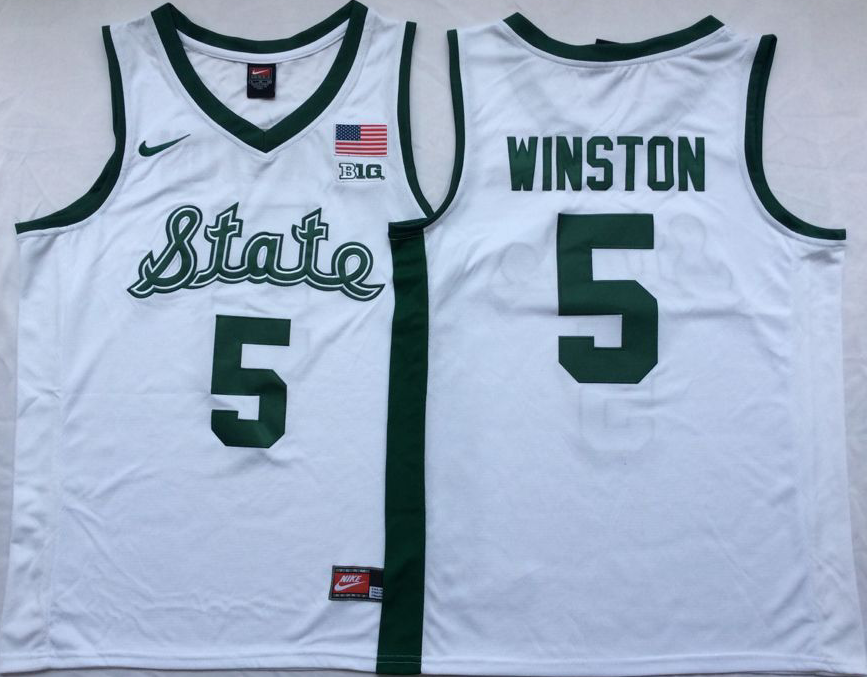 NCAA Men Michigan State Spartans White #5 WINSTON->more ncaa teams->NCAA Jersey